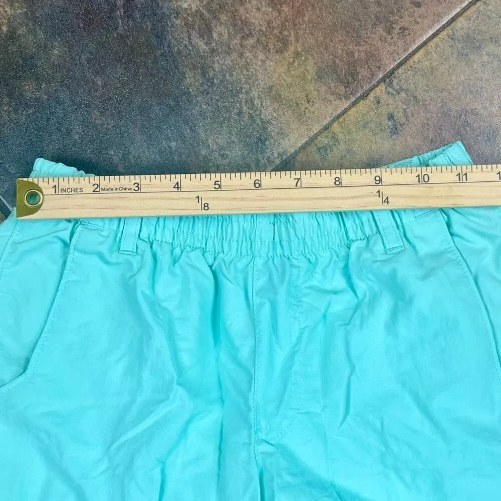 Columbia Aqua Turquoise PFC Omni-Shade Green Drawstring Swim Shorts Medium